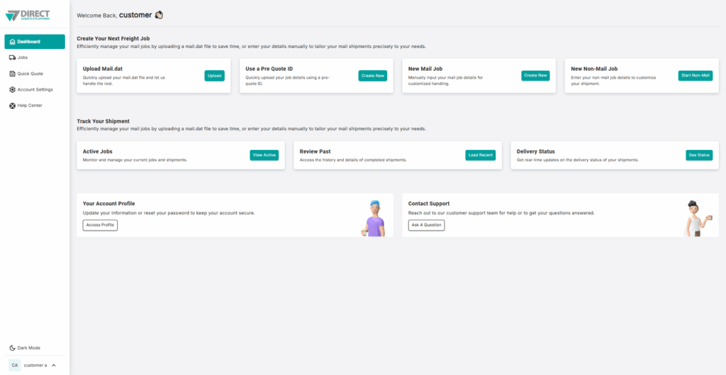 Direct Logistics Platform (DLP) default dashboard